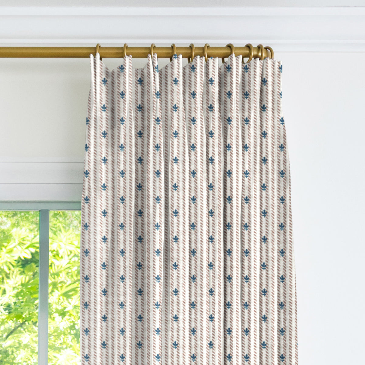 Heritage Ticking Stripe Drapery Panel - Cadet