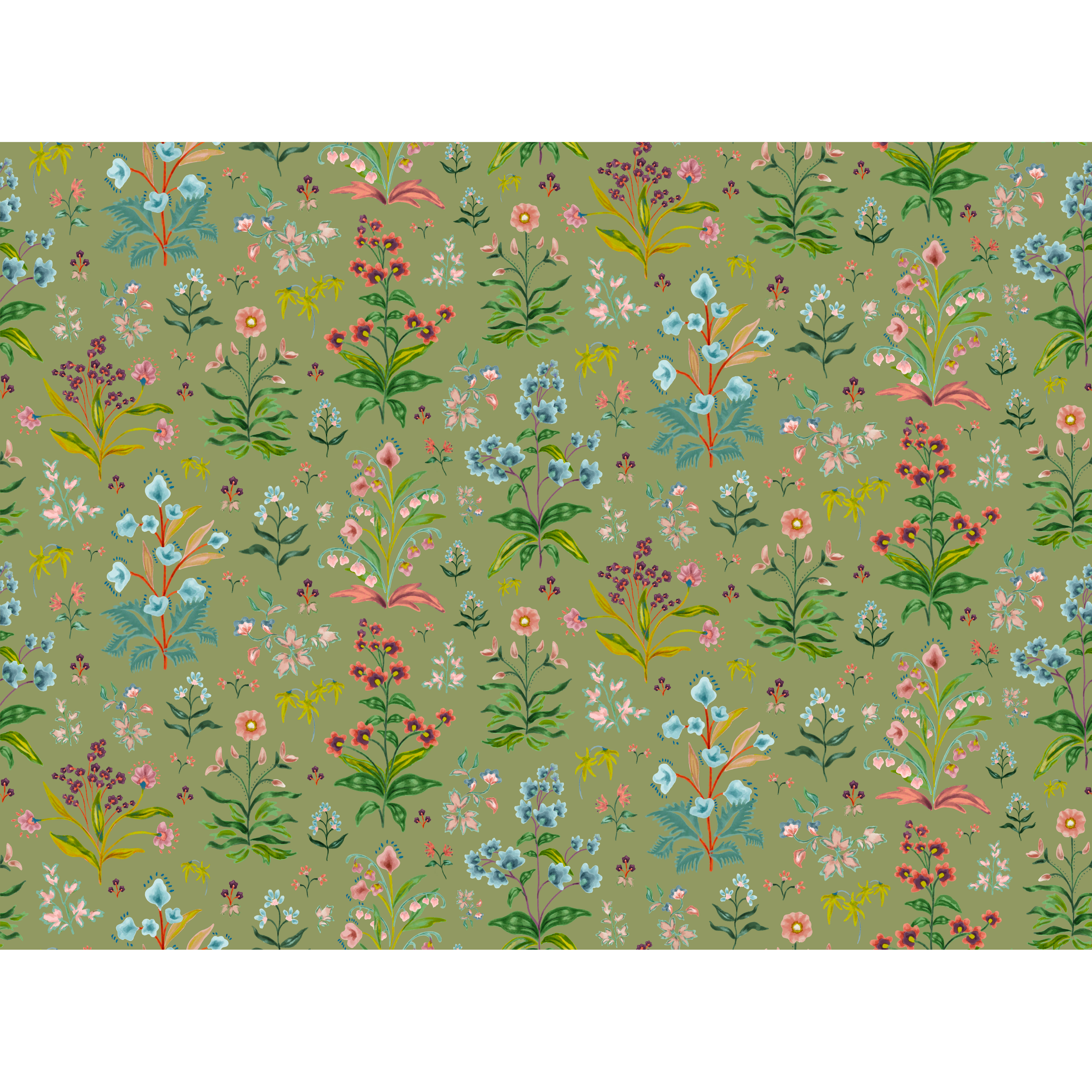 Meadow Multi Wallpaper - House Green