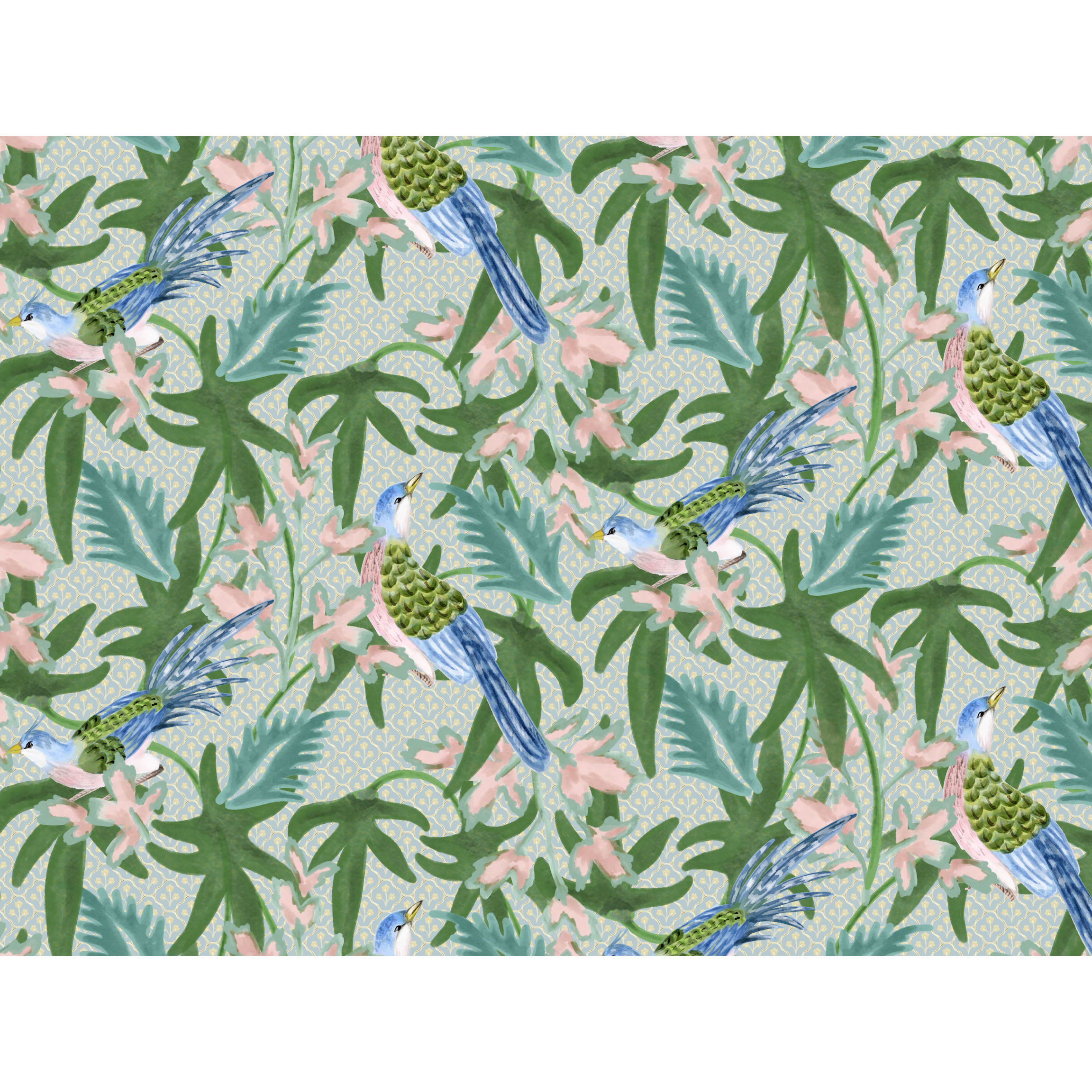 Sparrow Fabric Sample - Caribbean