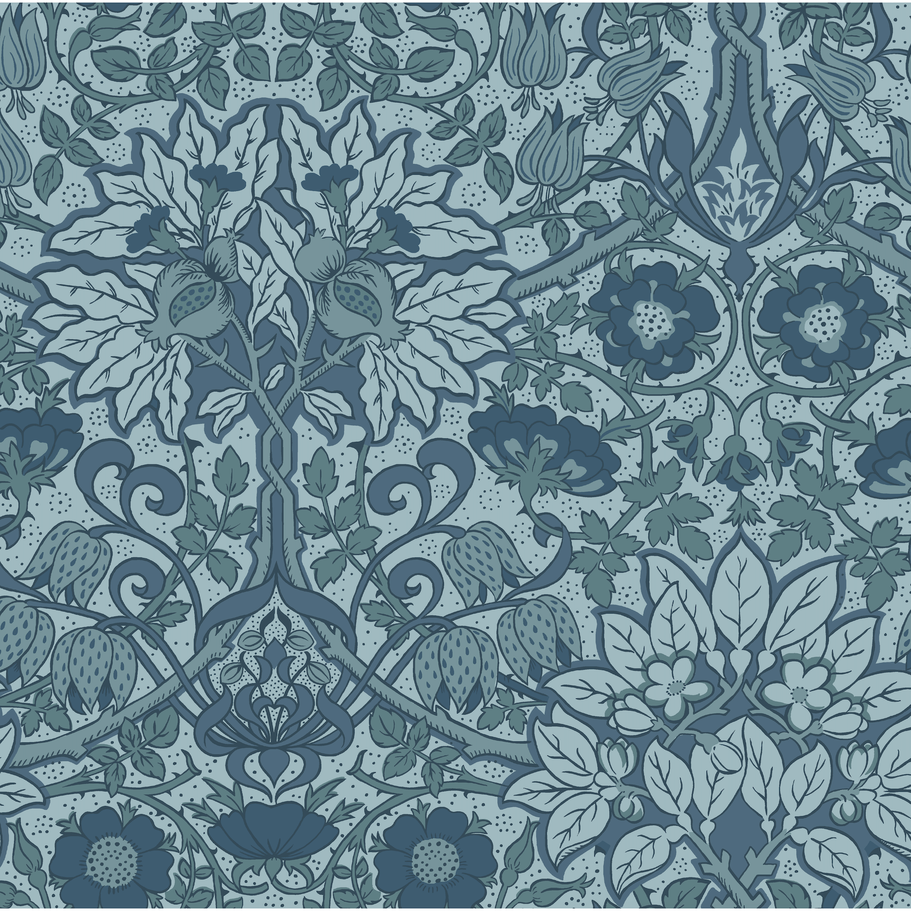 Flora Fabric Sample - Cobalt