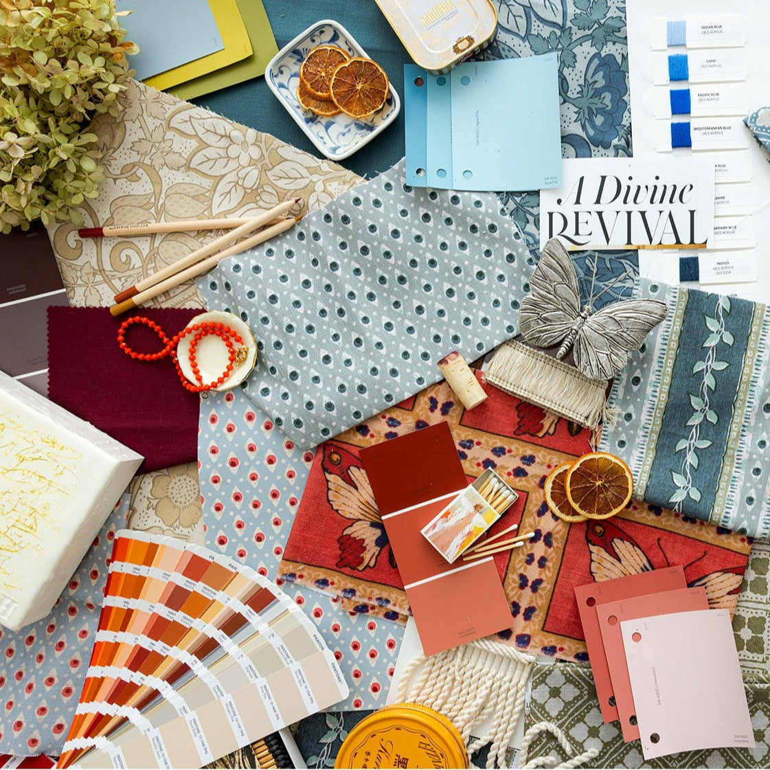 Della Dot Fabric Sample - Marine