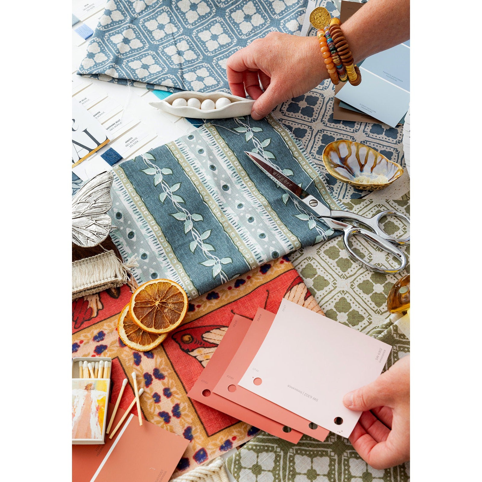 Trellis Fabric Sample - Marine