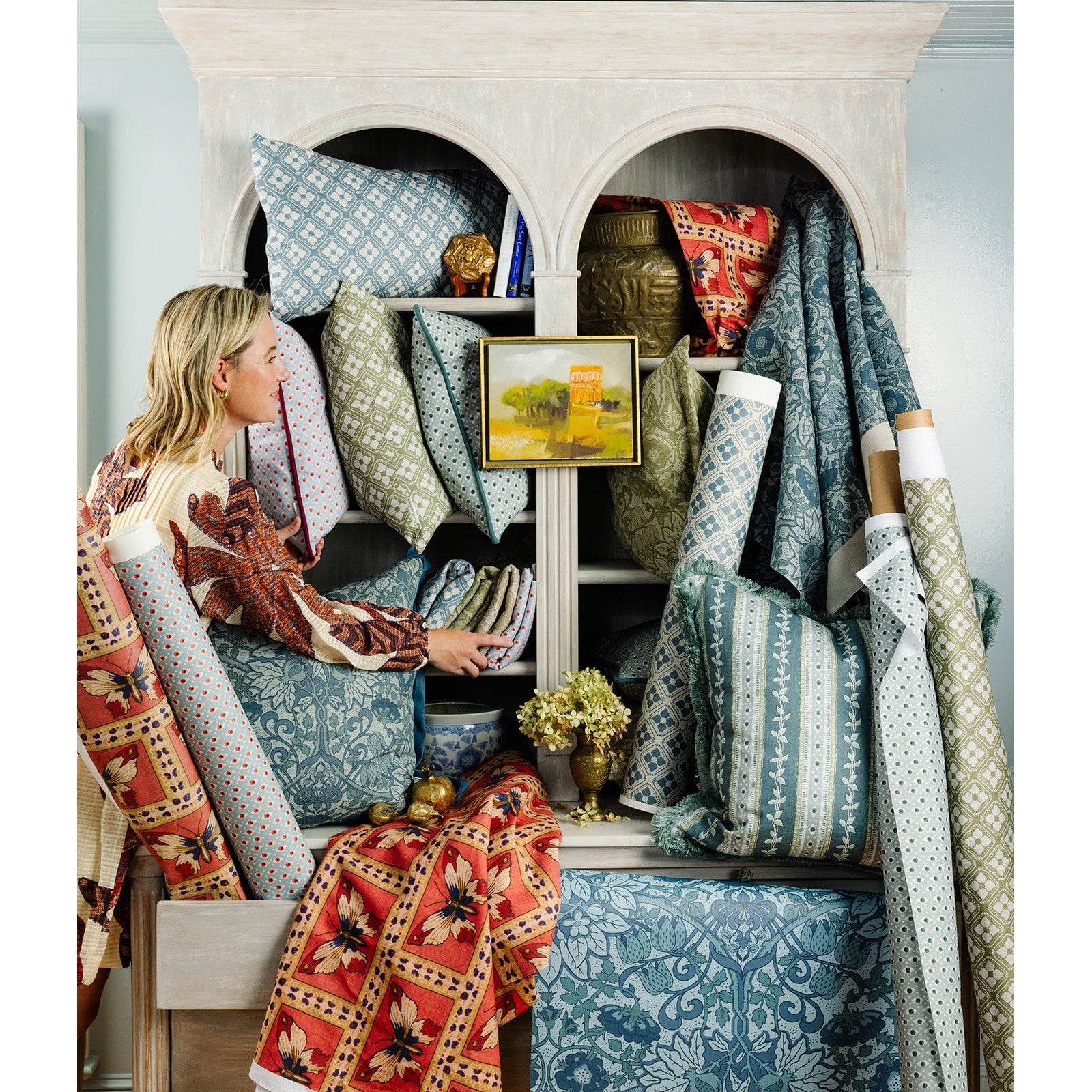 Trellis Fabric Sample - Marine