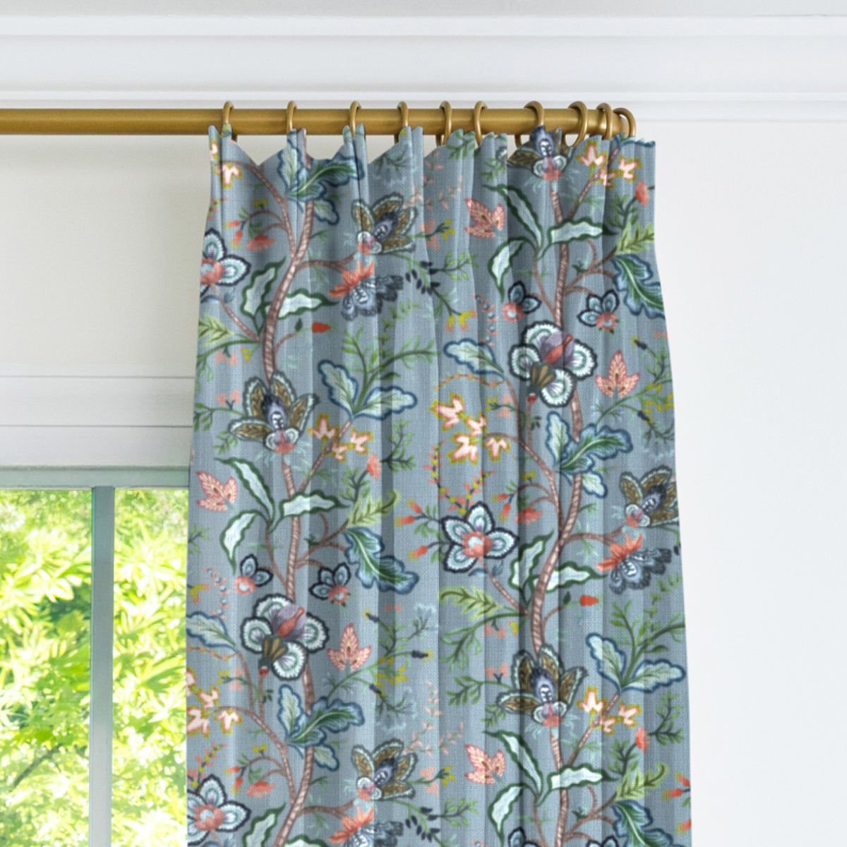 Vera Vine Drapery Panel - House Blue