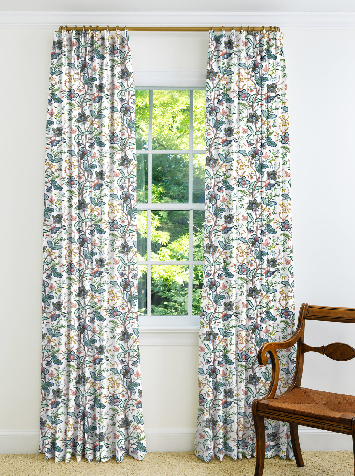 Vera Vine Drapery Panel - White