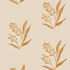 Marigold Marbella wallpaper sample with hand-painted floral sprigs on a light beige background.
