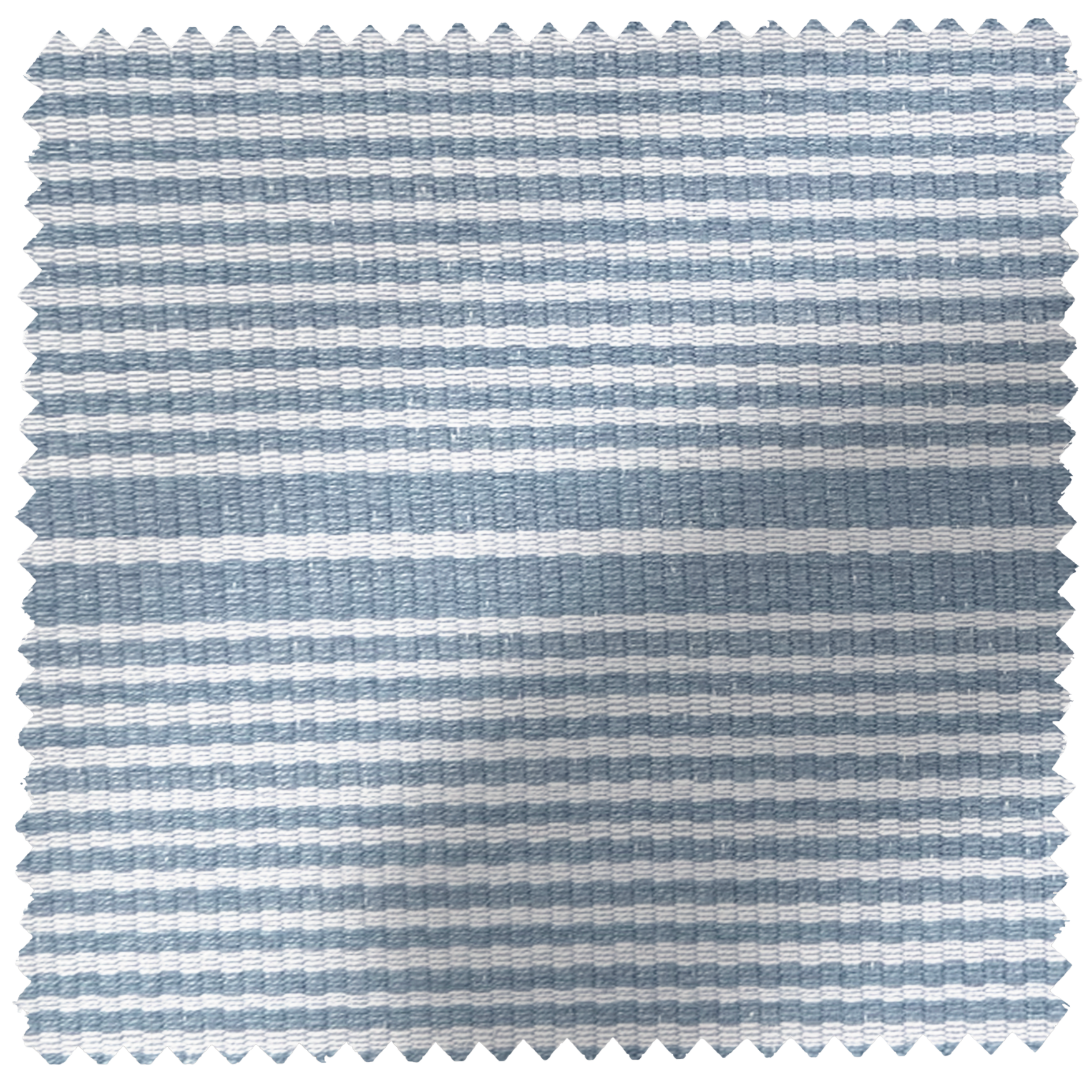 EH x Sunbrella Thorton Fabric in Surf, a blue and white striped solution-dyed acrylic performance fabric swatch.