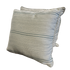Pair of 18x18 EH x Sunbrella Thorton Surf indoor-outdoor pillows with blue and white stripes and self-welt trim.