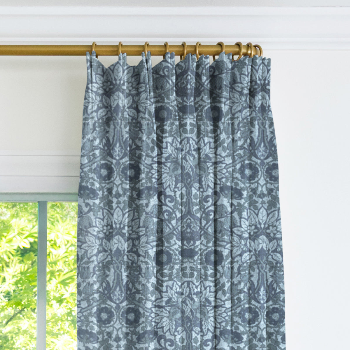 Flora Drapery Panel - Cobalt