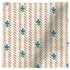 Cadet Heritage Ticking Fabric Sample: Cream linen-cotton blend with teal floral motifs and thin red striped pattern.