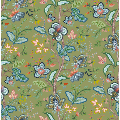 Vera Vine House Green Clay Coated Paper - 15 yards