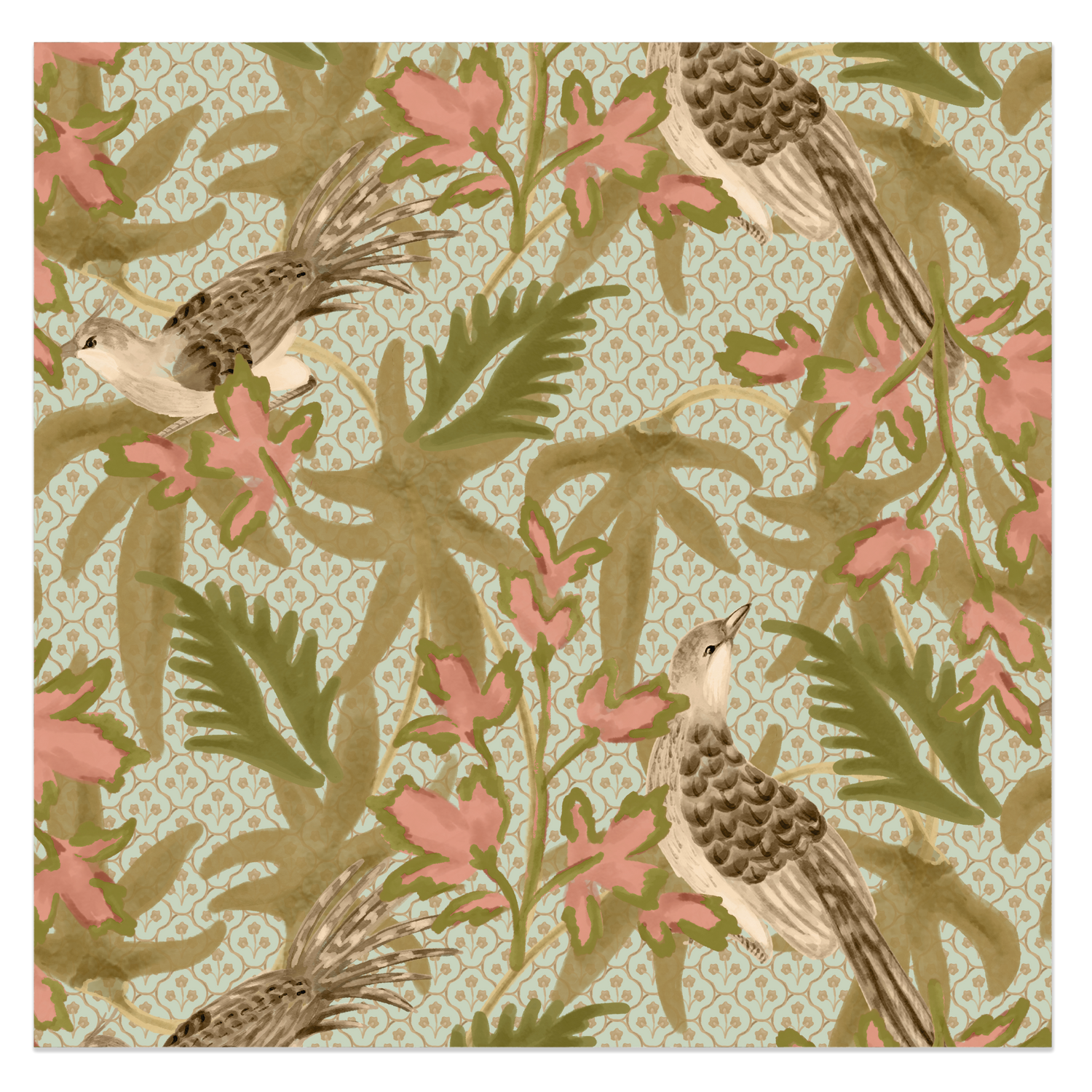 Sparrow Wallpaper Sample - Sea Salt