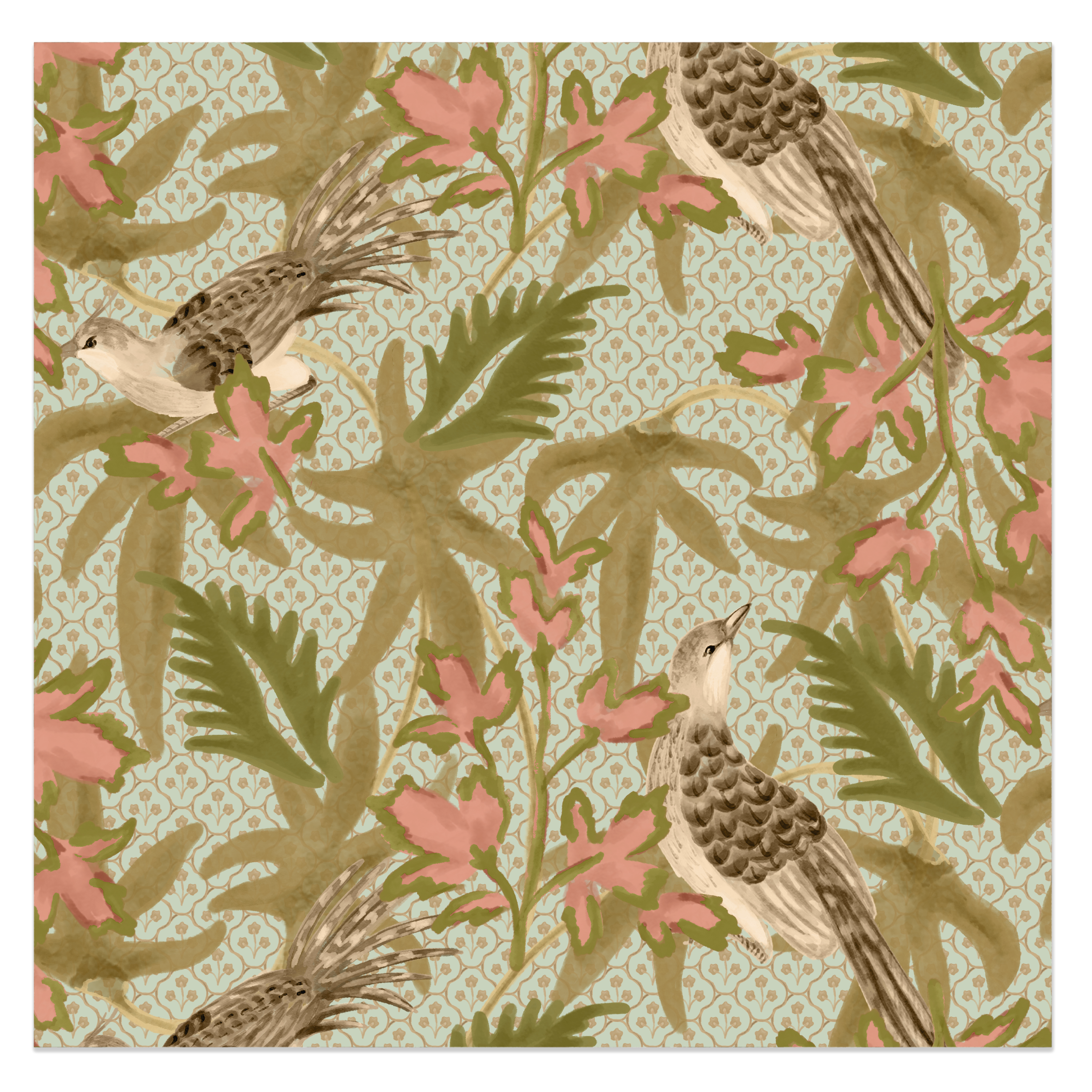 Sparrow Wallpaper Sample - Sea Salt