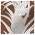 Brown performance fabric swatch with a white pineapple and leaf outline pattern.