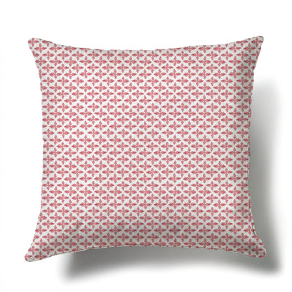 Posey Pillow - Berry: Square linen-cotton blend pillow with a repeating berry-colored geometric floral pattern.