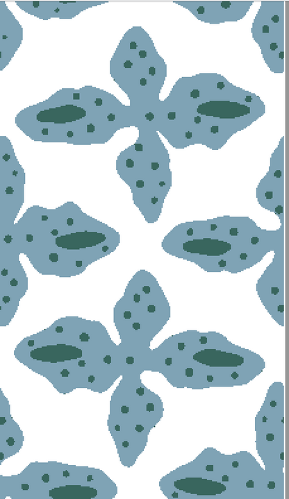 Posey Harbor clay coated wallpaper with a repeating blue-green floral pattern on a white background.