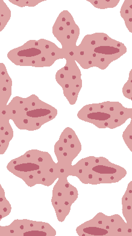 Berry Posey clay coated wallpaper sample with a repeating floral pattern on white.