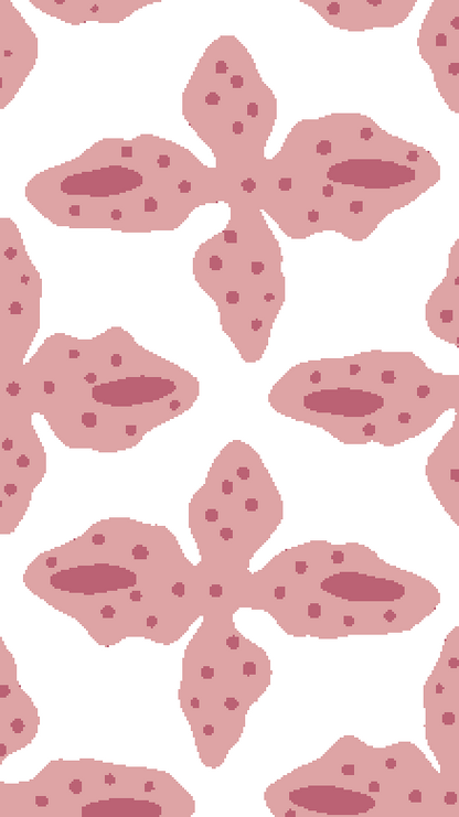 Berry Posey clay coated wallpaper sample with a repeating floral pattern on white.
