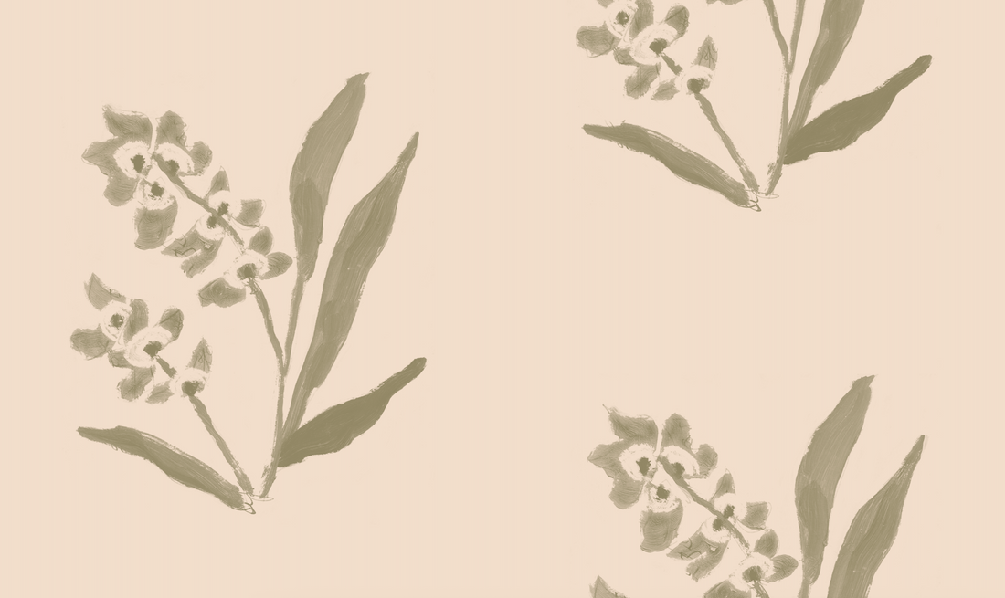 EH x Renee Bouchon Marbella Inverse Wallpaper Yardage - English Ivy