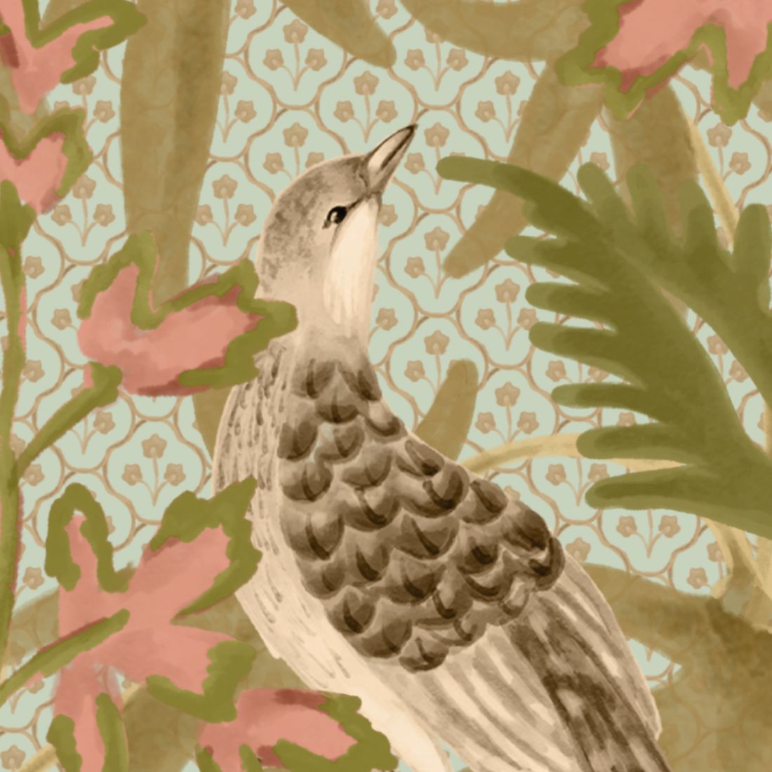 Sparrow Wallpaper Sample - Sea Salt