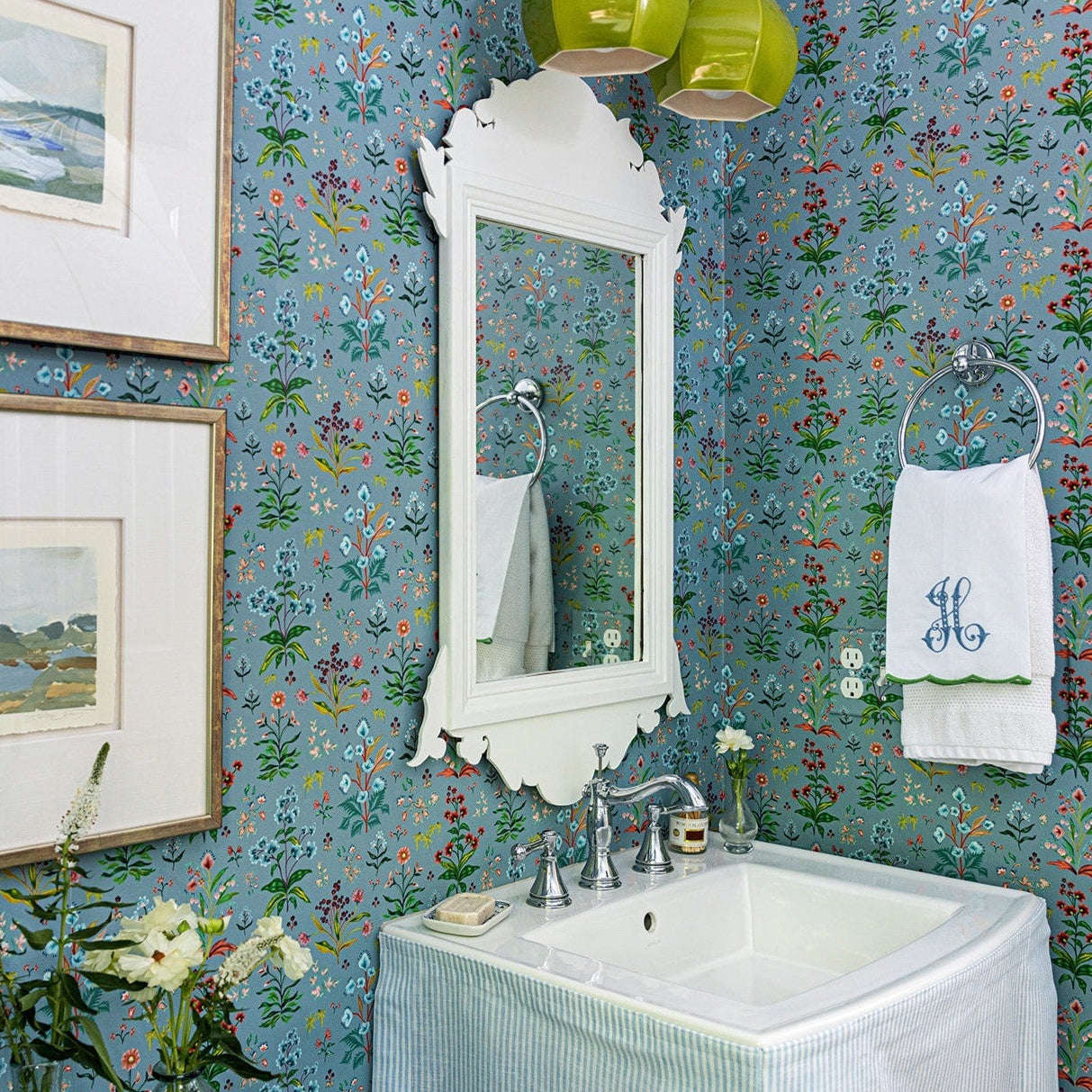 Meadow Multi Wallpaper - House Blue