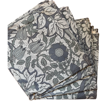 Flora Cobalt Cotton Napkins - Set of 4