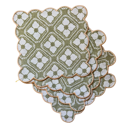 Echo Sage Scalloped Cocktail Napkins - Set of 4