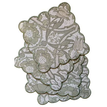 Flora Verbena Scalloped Cocktail Napkins - Set of 4