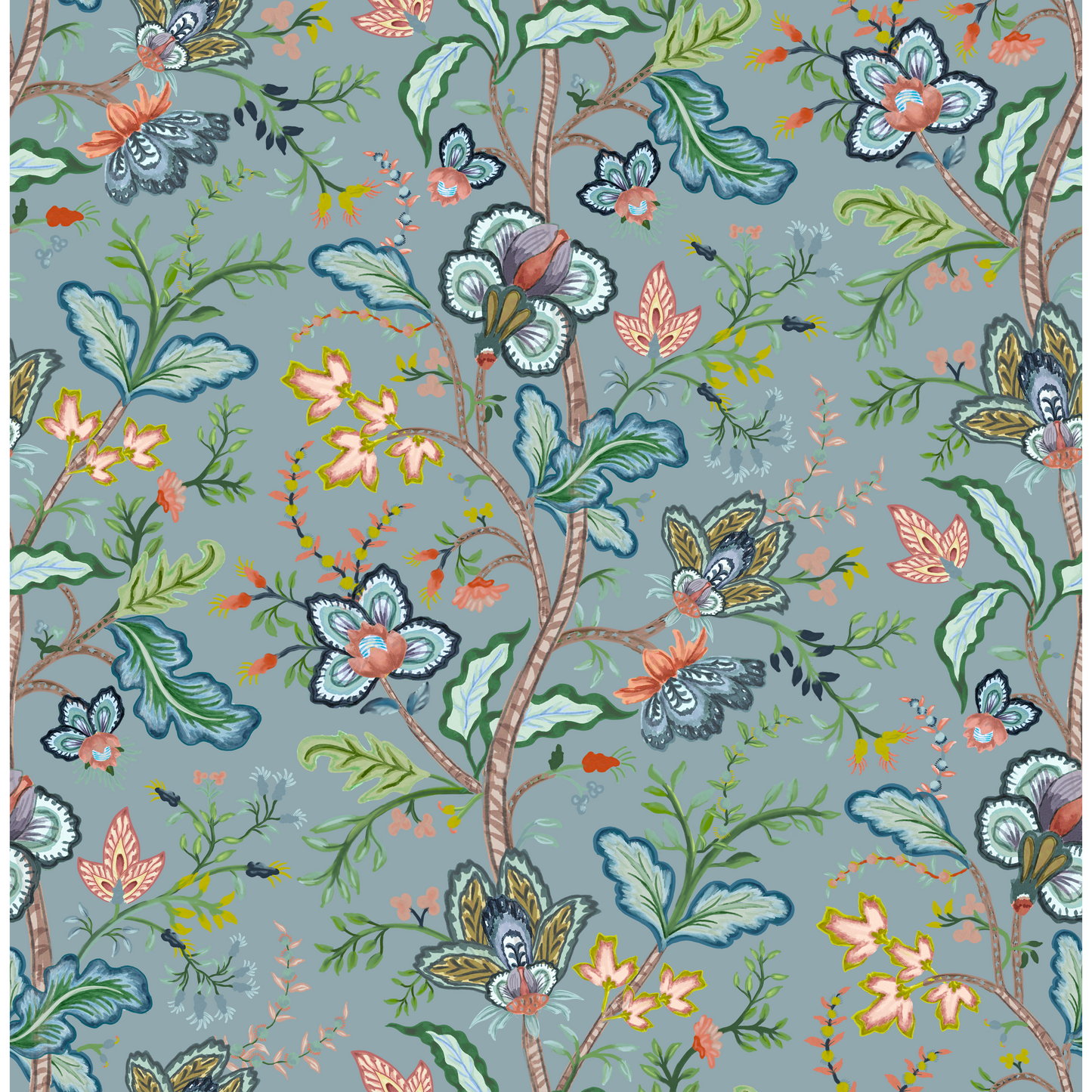 Vera Vine Wallpaper - House Blue