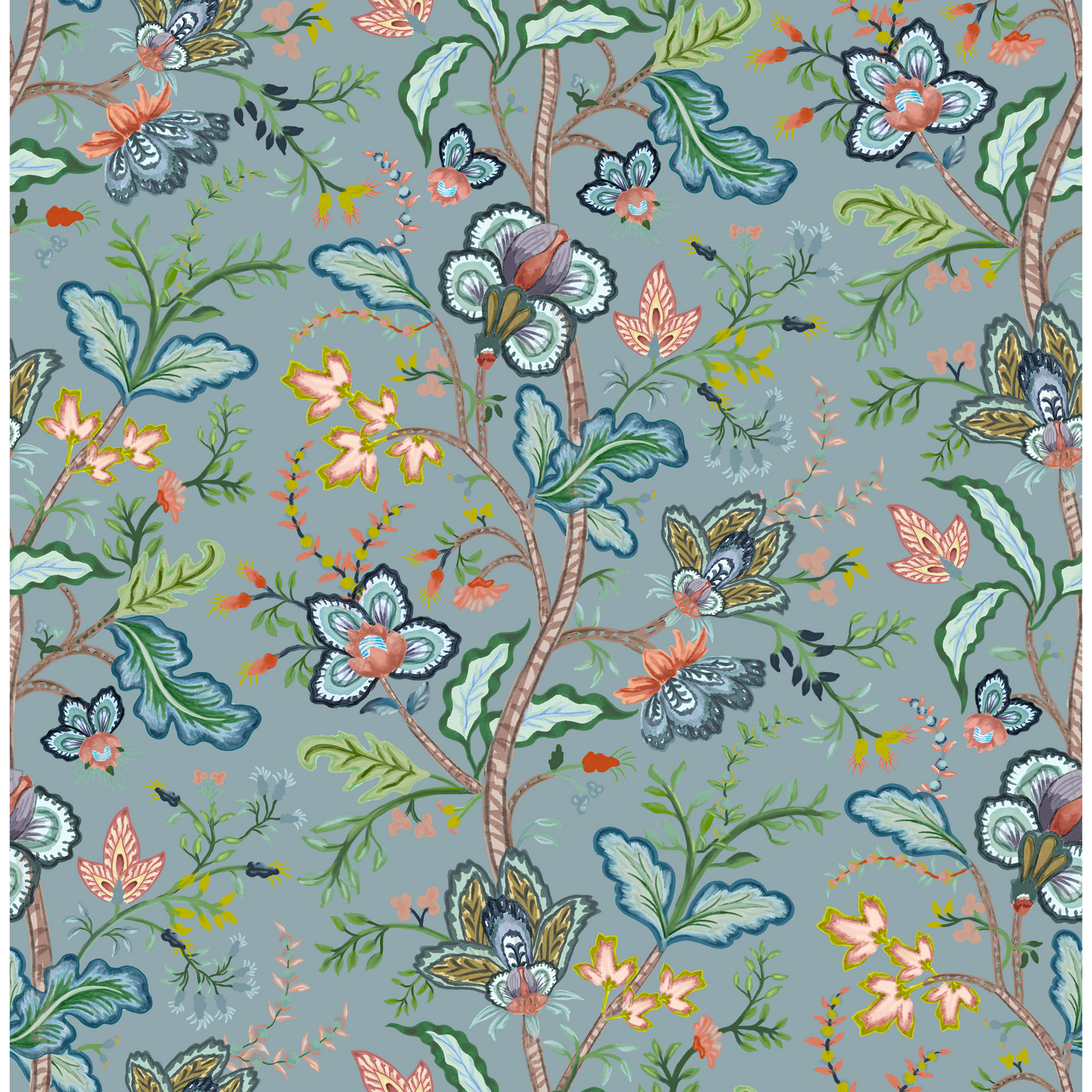 Vera Vine Fabric - House Blue