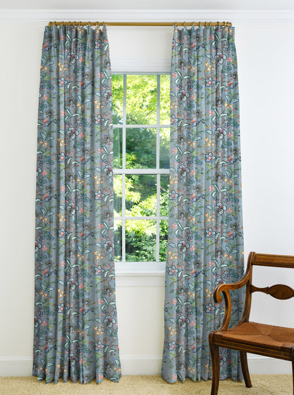 Vera Vine Drapery Panel - House Blue