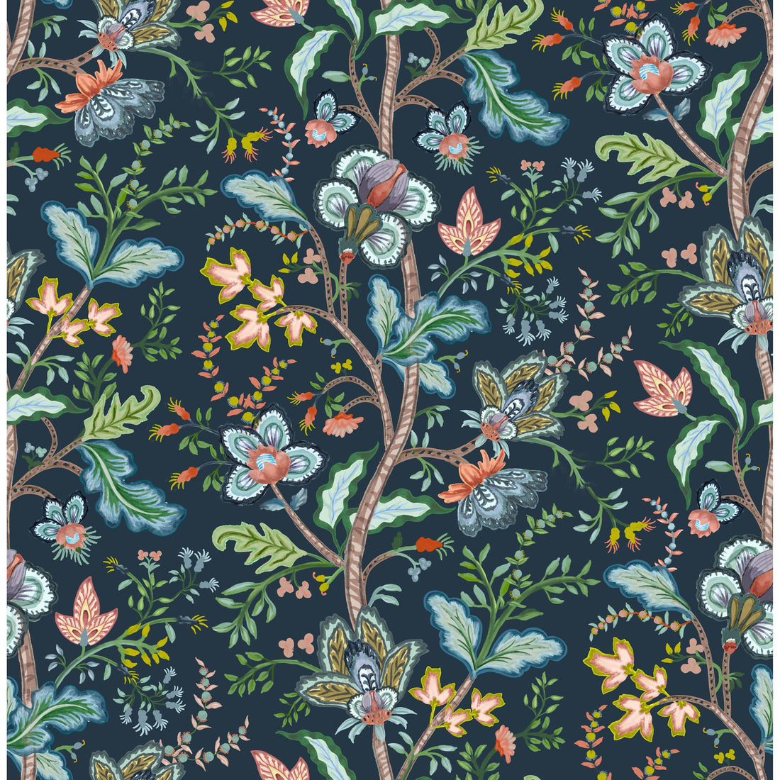 Vera Vine Fabric - Denim