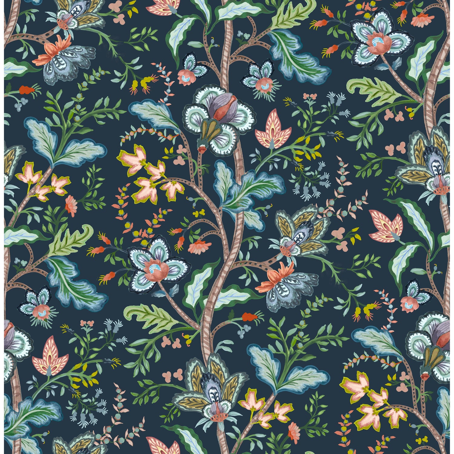 Vera Vine Fabric - Denim