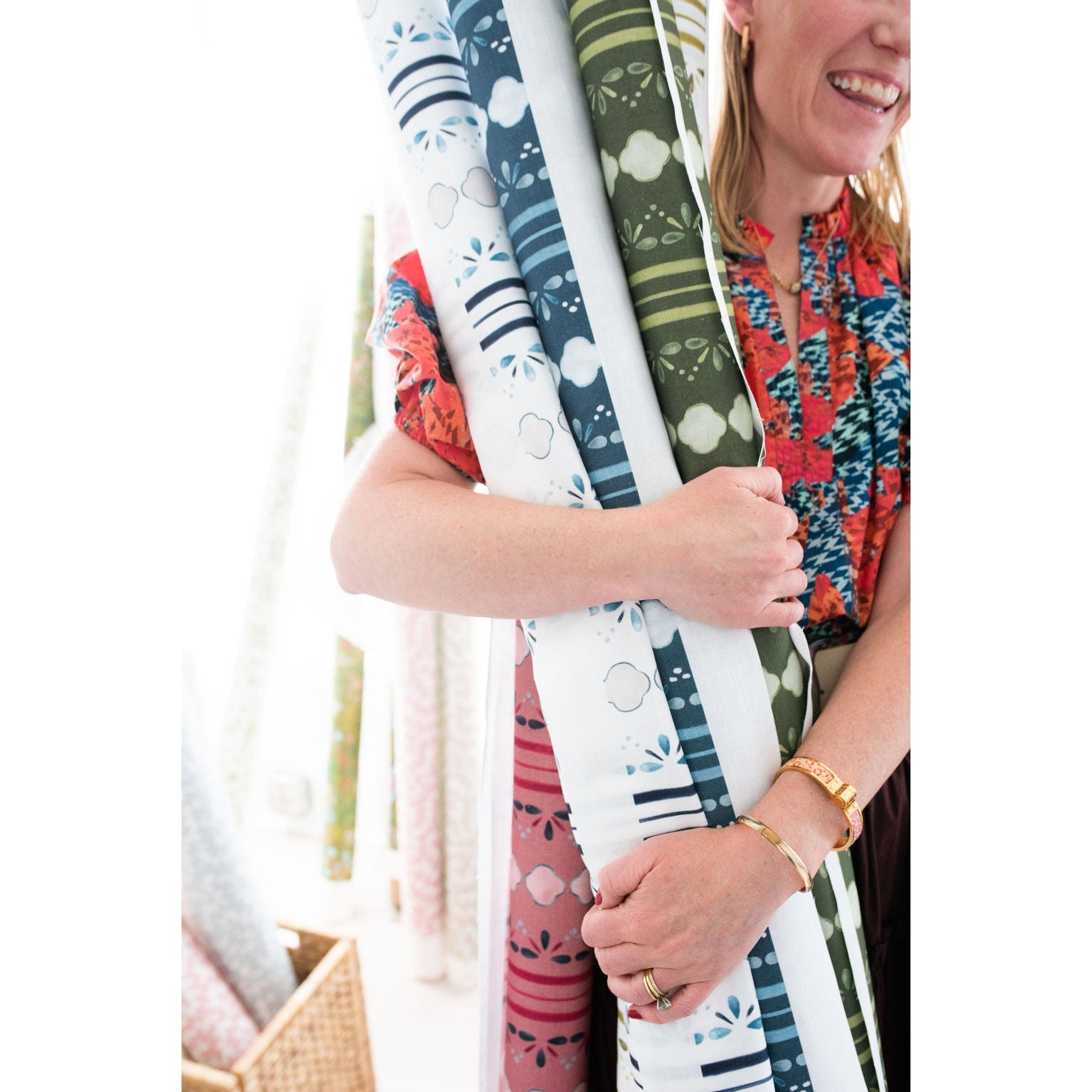 Stratford Fabric - White / Denim