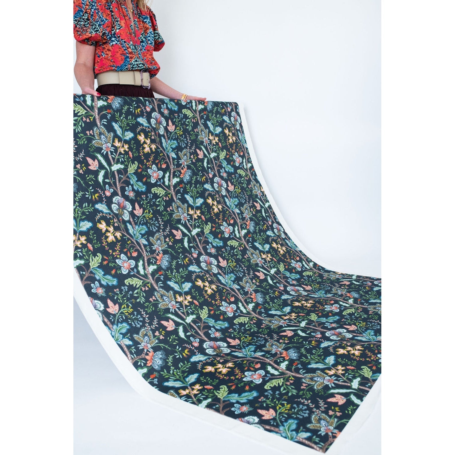 Vera Vine Fabric - Denim